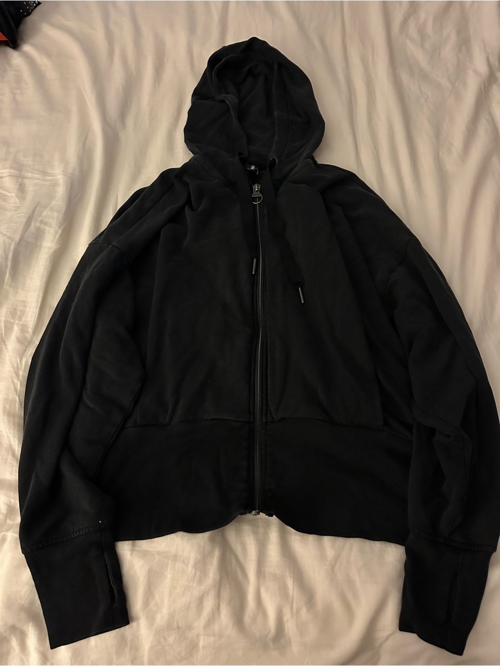 Athleta Black Full-Zip Hoodie with Hood